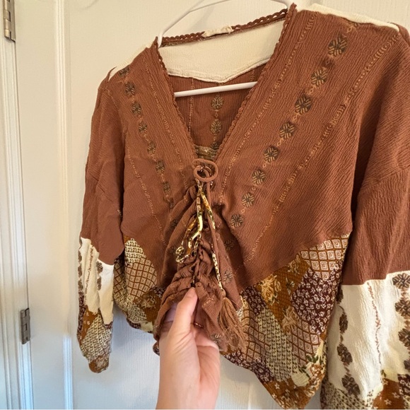 Miss Me Bohemian Patchwork 70’s Top - Picture 5 of 7